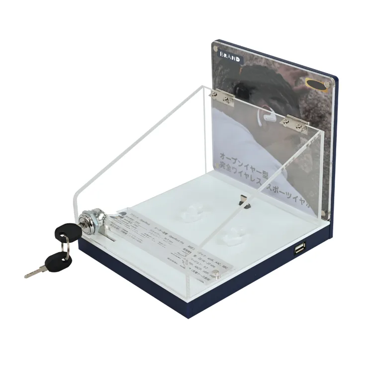 Acrylic Wireless Earphone Display Stand Earbuds Display Case with Lock