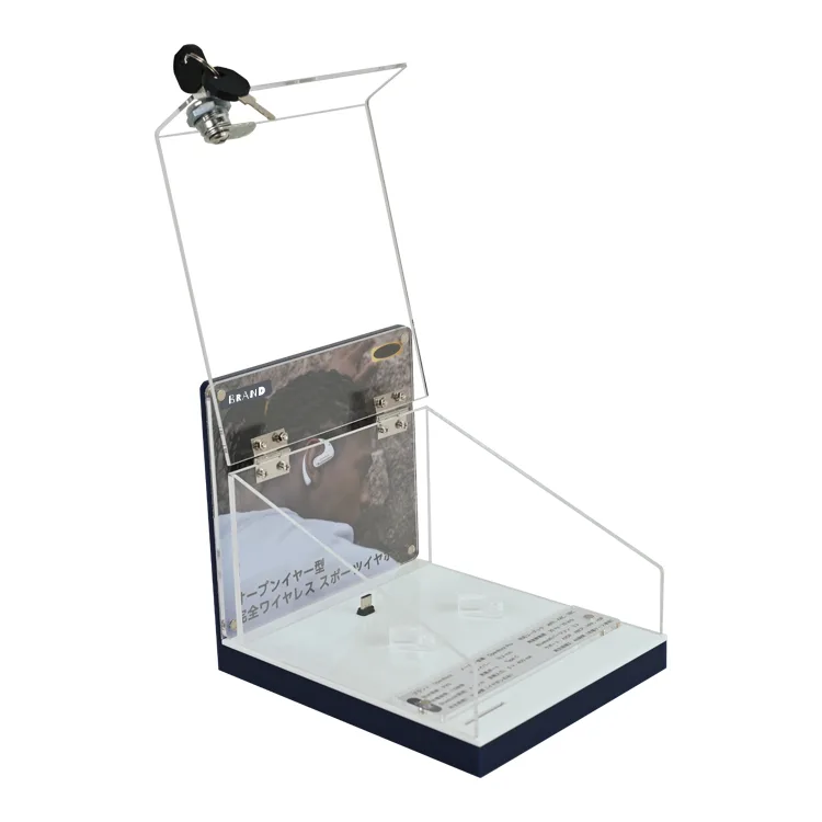 Acrylic Wireless Earphone Display Stand Earbuds Display Case with Lock