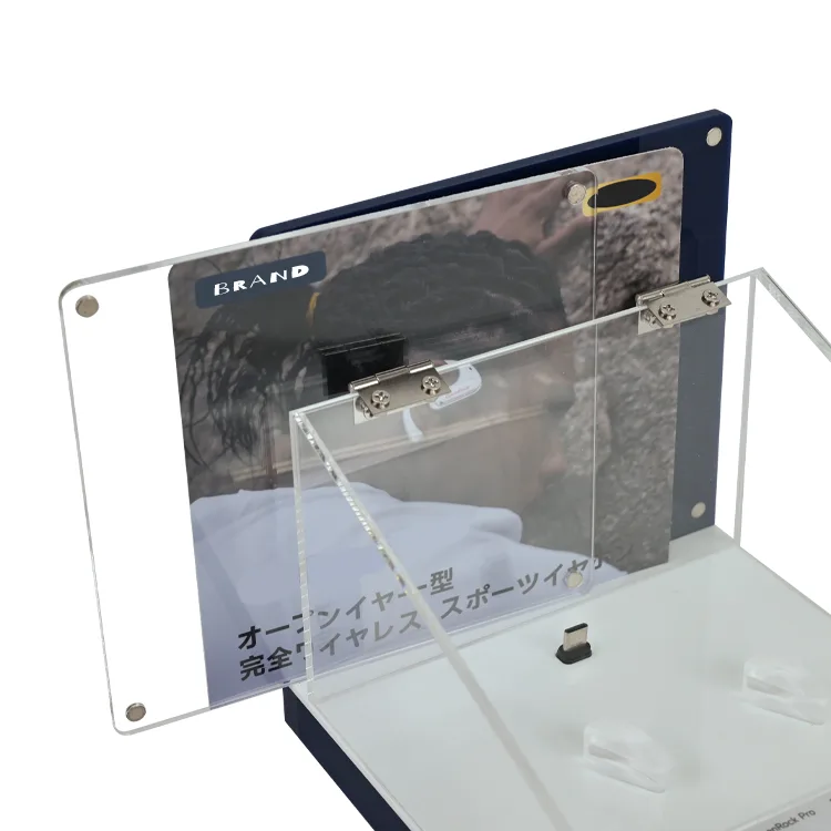 Acrylic Wireless Earphone Display Stand Earbuds Display Case with Lock