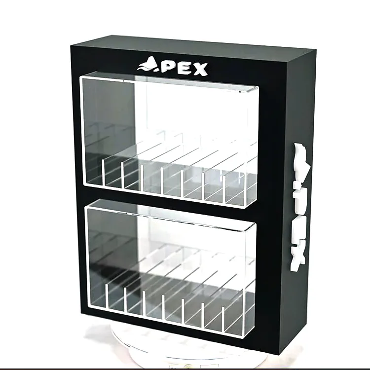 2 Tiers Tobacco Counter Top Acrylic Smoke Display Rack with LED
