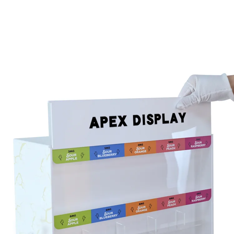 Custom 3 Tiers Countertop Acrylic Pouch Display Rack for Smoke Shop