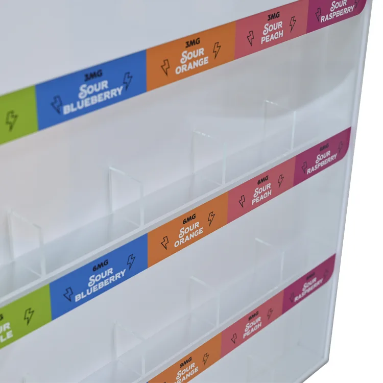 Custom 3 Tiers Countertop Acrylic Pouch Display Rack for Smoke Shop