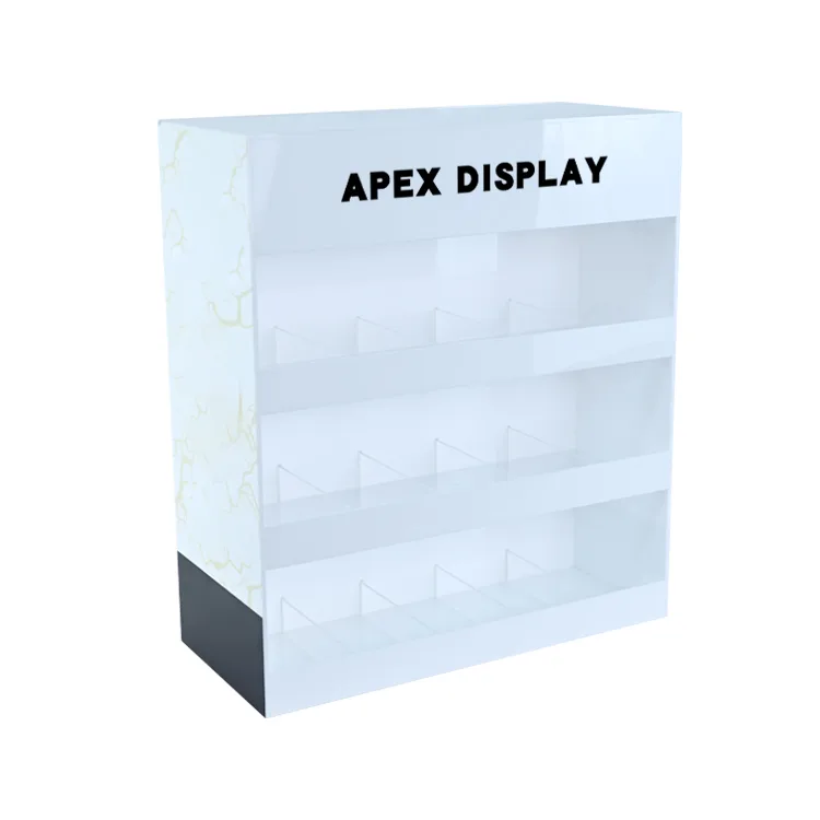 Custom 3 Tiers Countertop Acrylic Pouch Display Rack for Smoke Shop