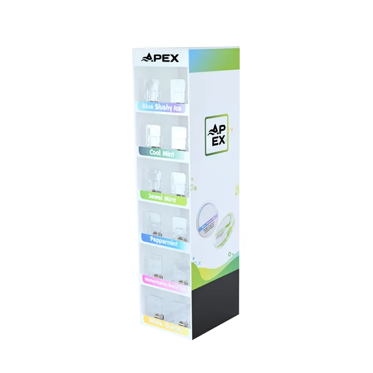 Custom Double Sides 6 Tiers Countertop Acrylic Pouch Display Rack