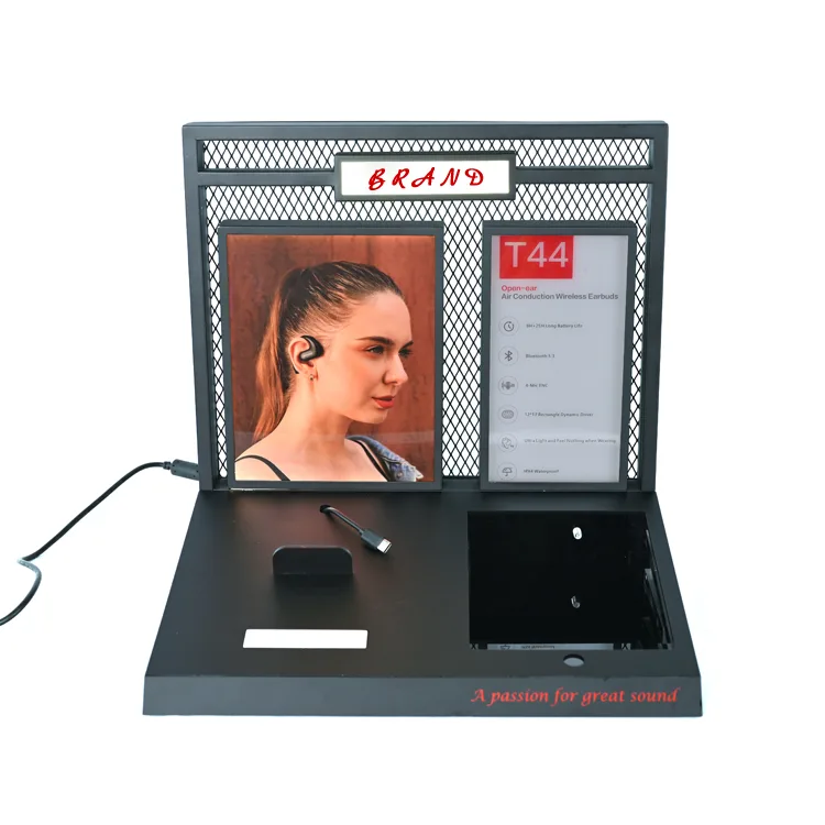 Detachable L Shape Acrylic Countertop Earphone Sample Station