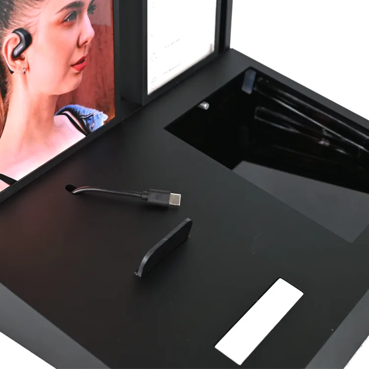 Detachable L Shape Acrylic Countertop Earphone Sample Station