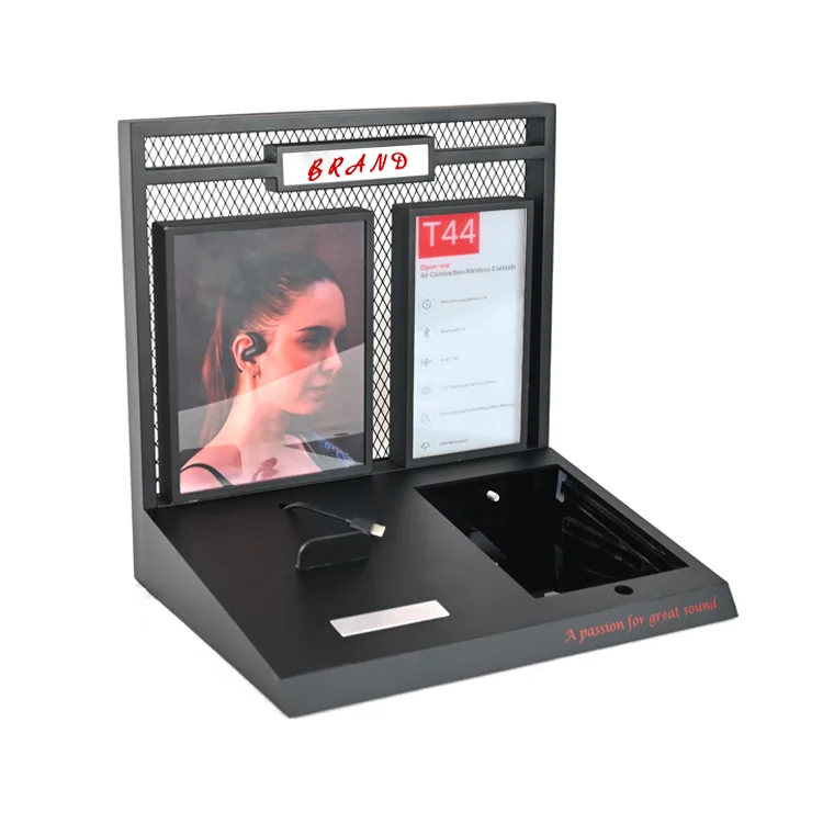 Detachable L Shape Acrylic Countertop Earphone Sample Station