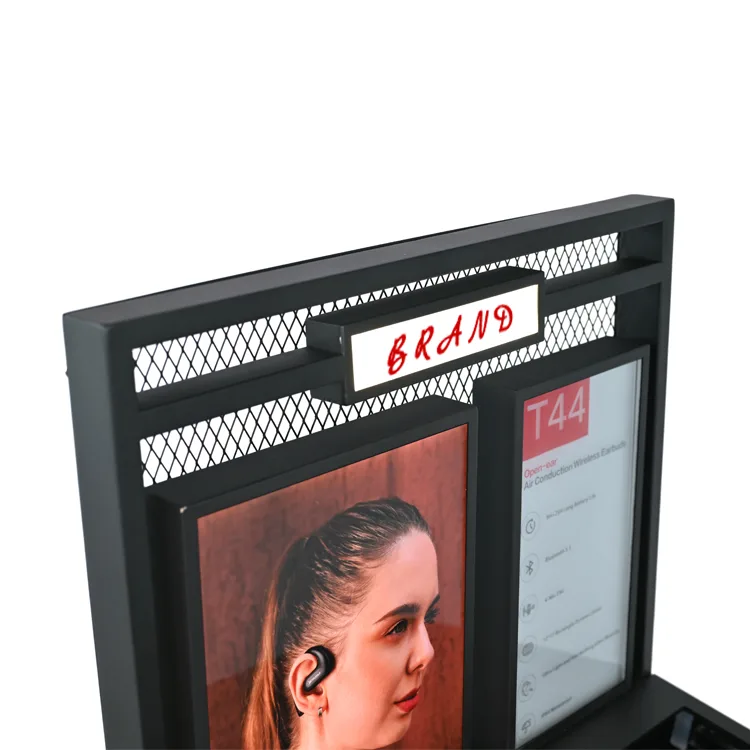 Detachable L Shape Acrylic Countertop Earphone Sample Station