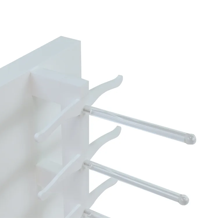 Detachable L Shape White Acrylic 4 Tiers Countertop Glasses Display Stand