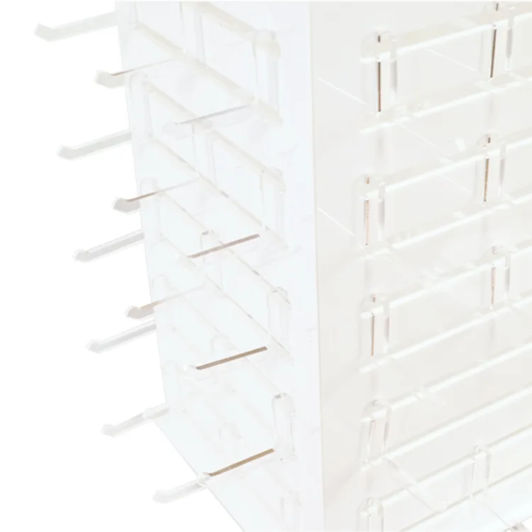 Detachable Multi Layers White Acrylic Jewelry Display Stand with Moveable Hook
