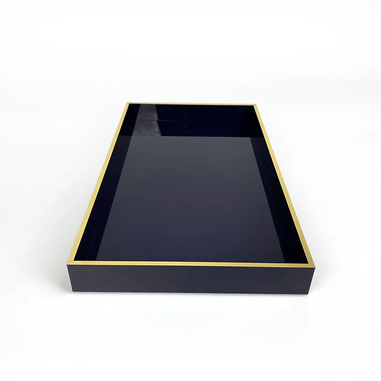 Custom Classic Gold Pating Edge Acrylic Serving Tray
