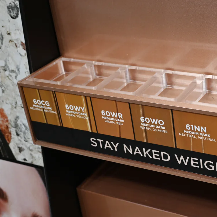 Custom Metal Floor Standing Lipstick Makeup Display Shelf