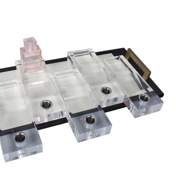 Custom Acrylic Countertop Perfume Trial Display Rack with Metal Tray | Cosmetic Merchandiser & Retail Merchandising Display