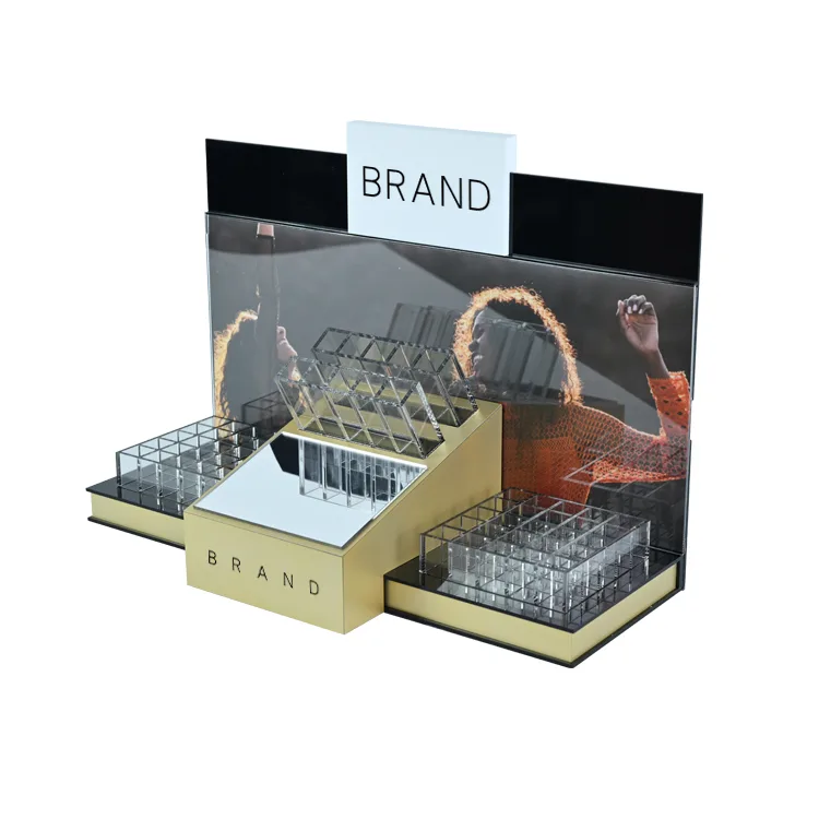 Custom L Shape Detachable Acrylic Makeup Lipstick Display Stand with Slots