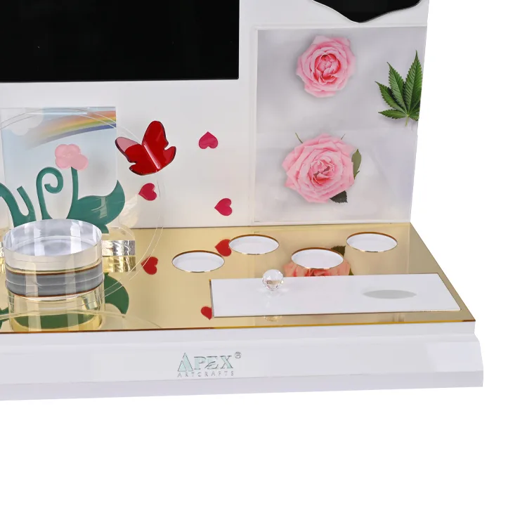 L Shape Acrylic Smart Cosmetic Display Stand with LCD Screen