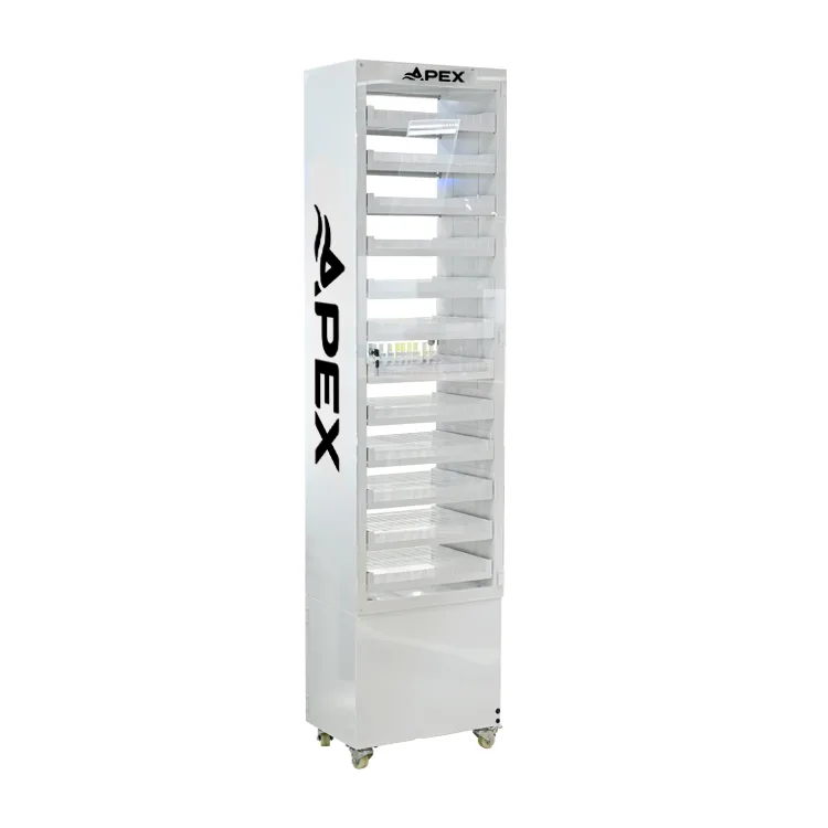 Multi Layers Metal Floor Standing Tobacco Display Shelf with Storage Cabinet