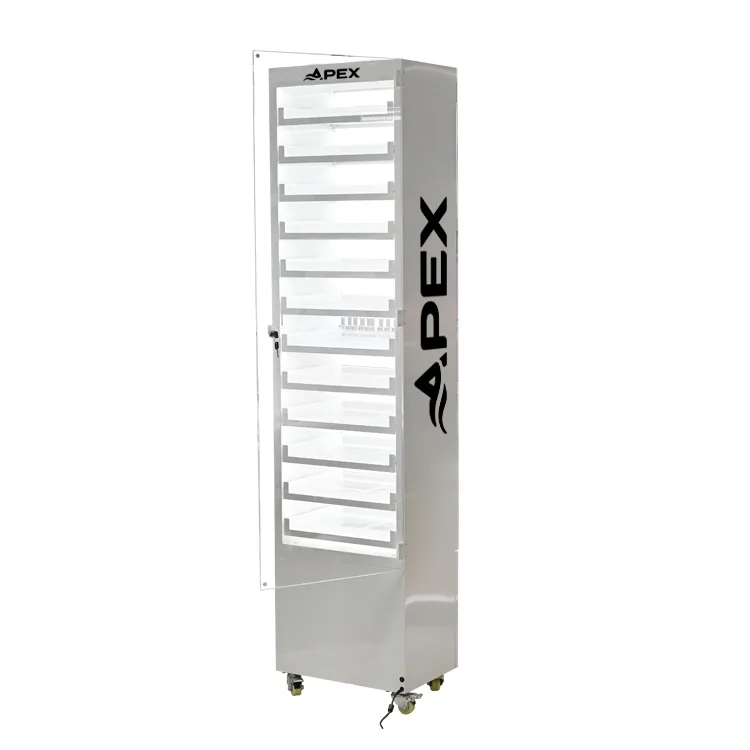 Multi Layers Metal Floor Standing Tobacco Display Shelf with Storage Cabinet