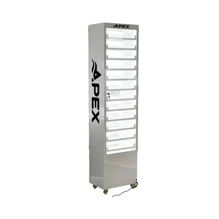 Multi Layers Metal Floor Standing Tobacco Display Shelf with Storage Cabinet