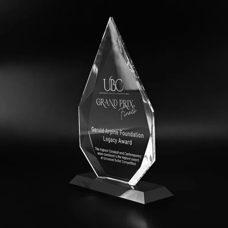 Custom Water Droplet Shape Beveled Cut Crystal Award Trophy