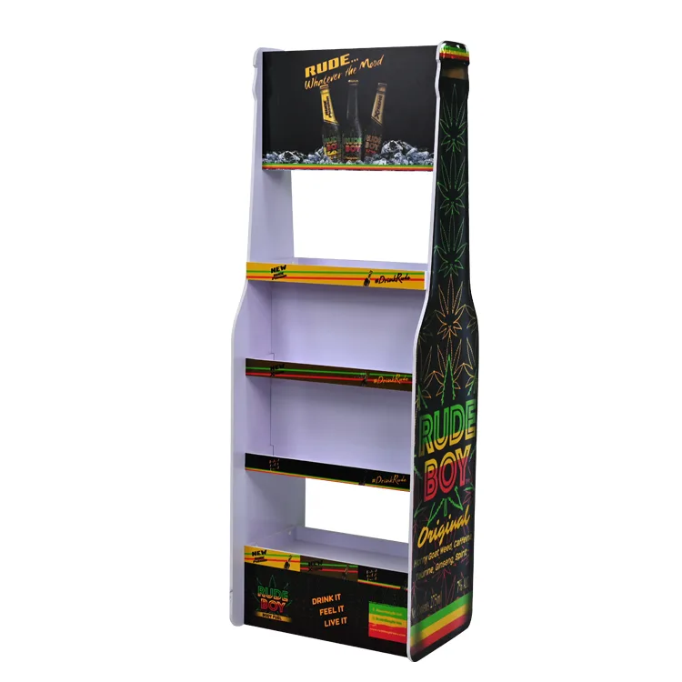 Floor Standing Supermarket EPVC Board Drink Display Shelf