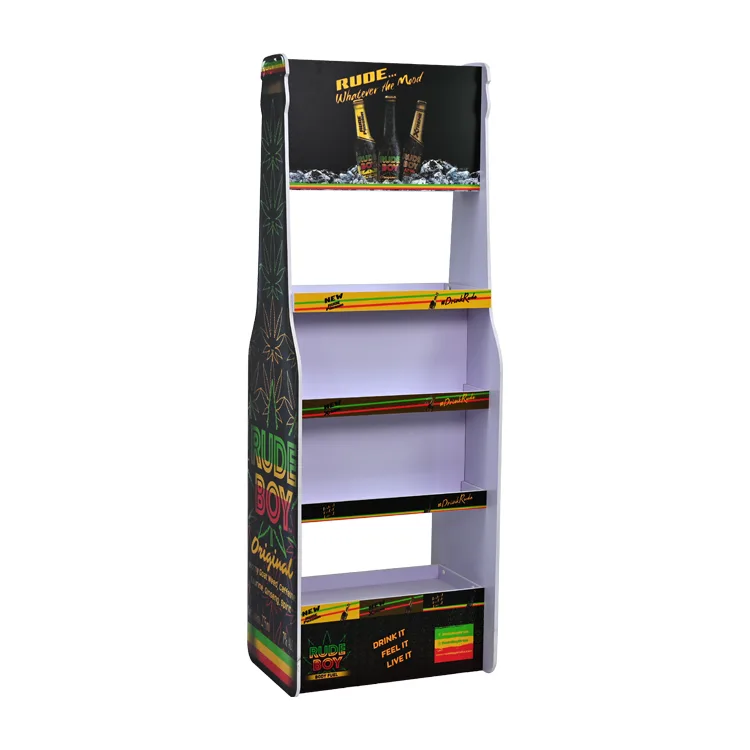 Floor Standing Supermarket EPVC Board Drink Display Shelf