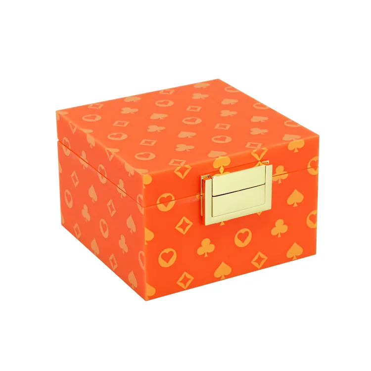 Square Acrylic Jewelry Storage Box with Metal Buckle Lock