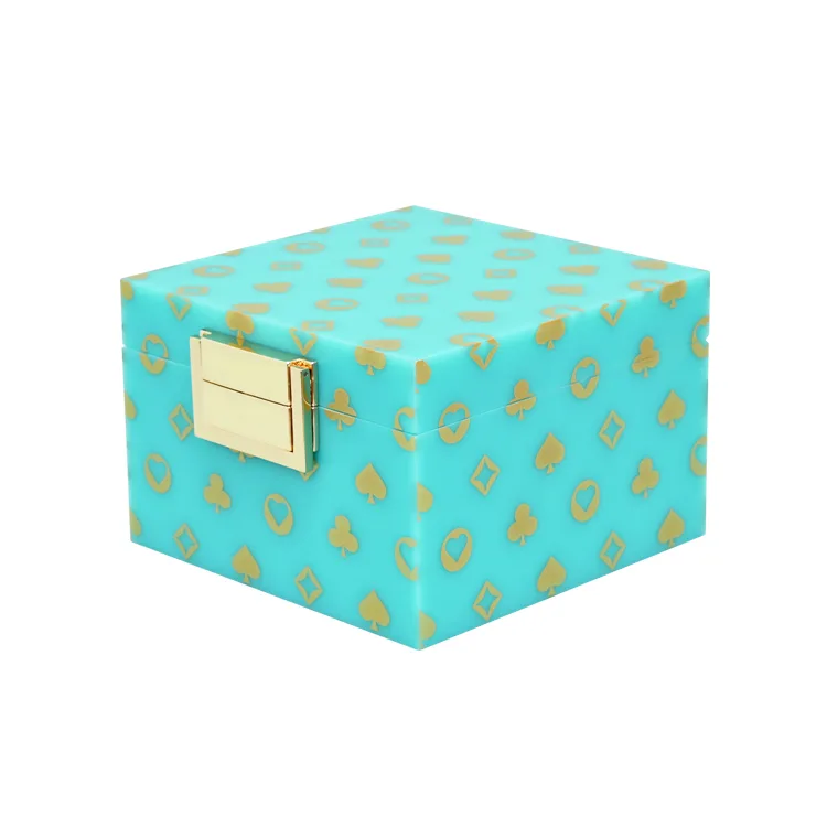 Square Acrylic Jewelry Storage Box with Metal Buckle Lock