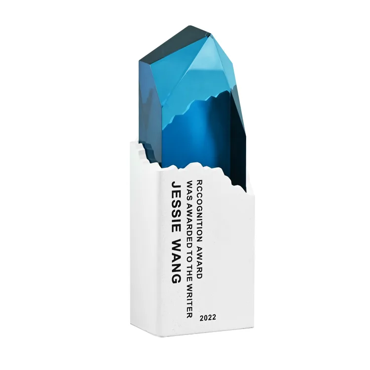 Creative Clear Acrylic Trophy with Marbling Resin Base