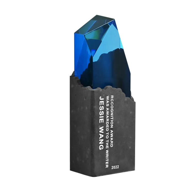Creative Clear Acrylic Trophy with Marbling Resin Base