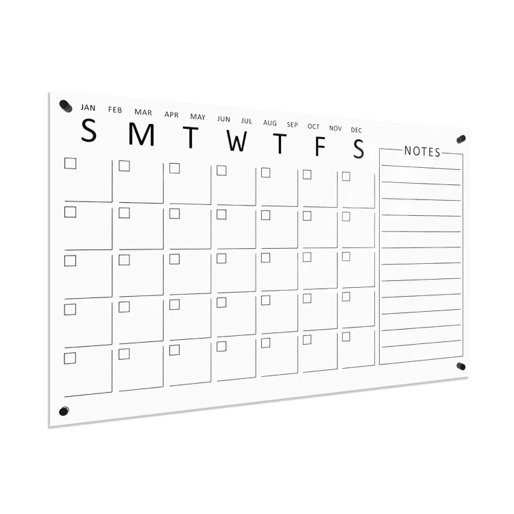 Wall-mounted Repeatable Writing Transparent Acrylic Calendar