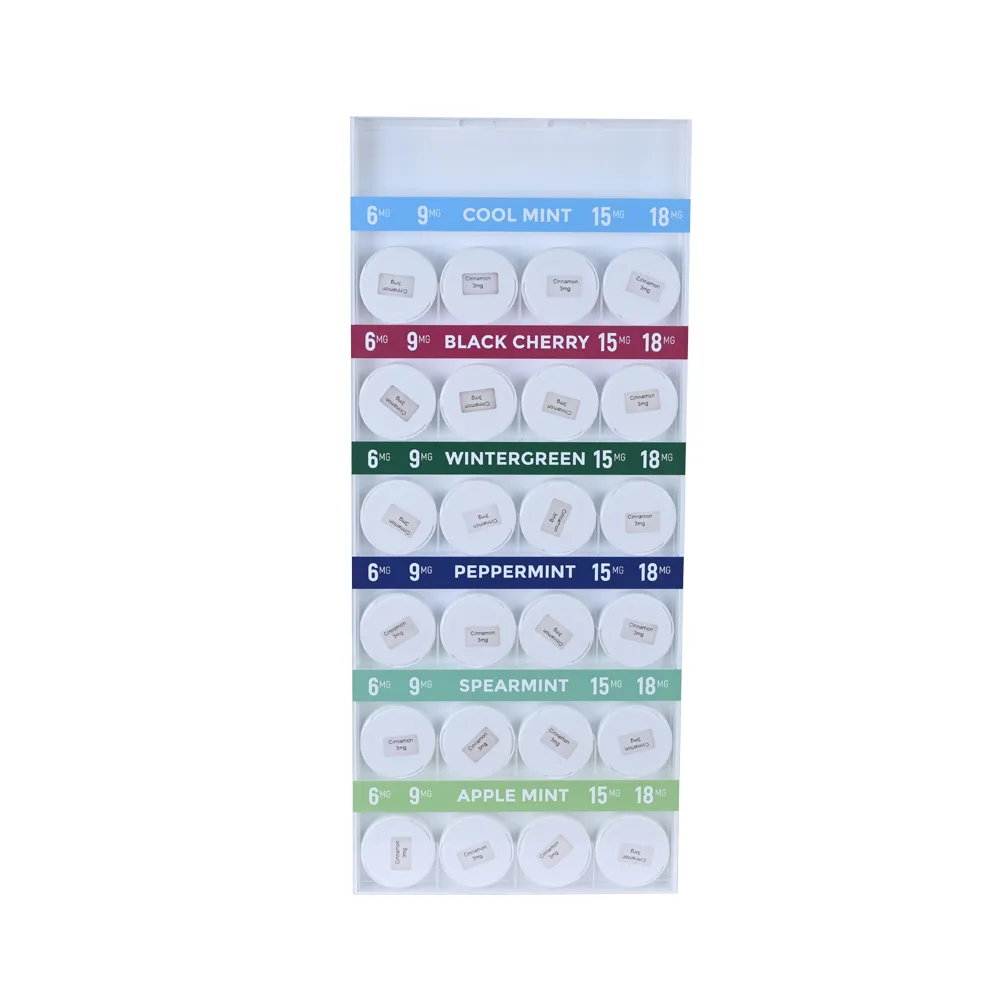 Two-sided 6 Tiers Acrylic E-cigarette Pouch Display Stand with Pushers