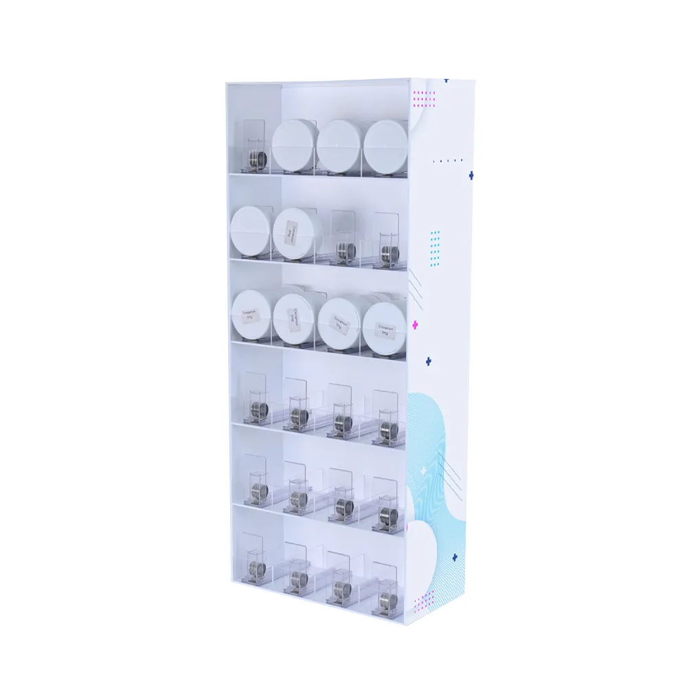 Two-sided 6 Tiers Acrylic E-cigarette Pouch Display Stand with Pushers
