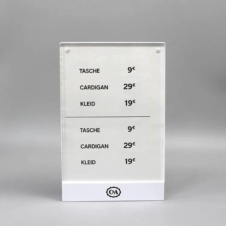 Tabletop Rectangular Acrylic Menu Display Sign Holder