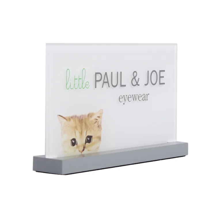 T Shape Acrylic Brand Reminder Sign Holder with MDF Base