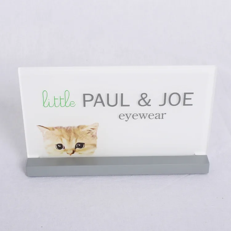 T Shape Acrylic Brand Reminder Sign Holder with MDF Base