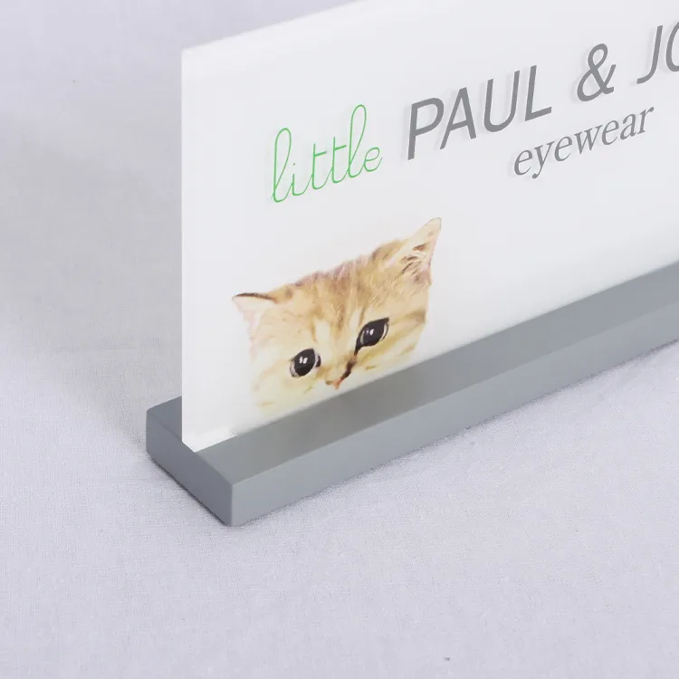 T Shape Acrylic Brand Reminder Sign Holder with MDF Base