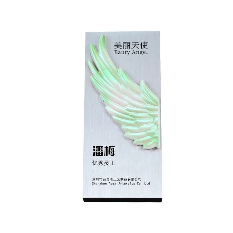 Rectangular Tabletop Acrylic Authorization Plate with Angel Wing
