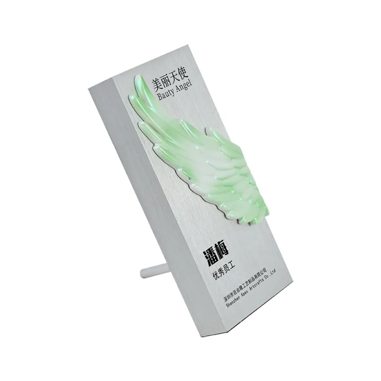 Rectangular Tabletop Acrylic Authorization Plate with Angel Wing