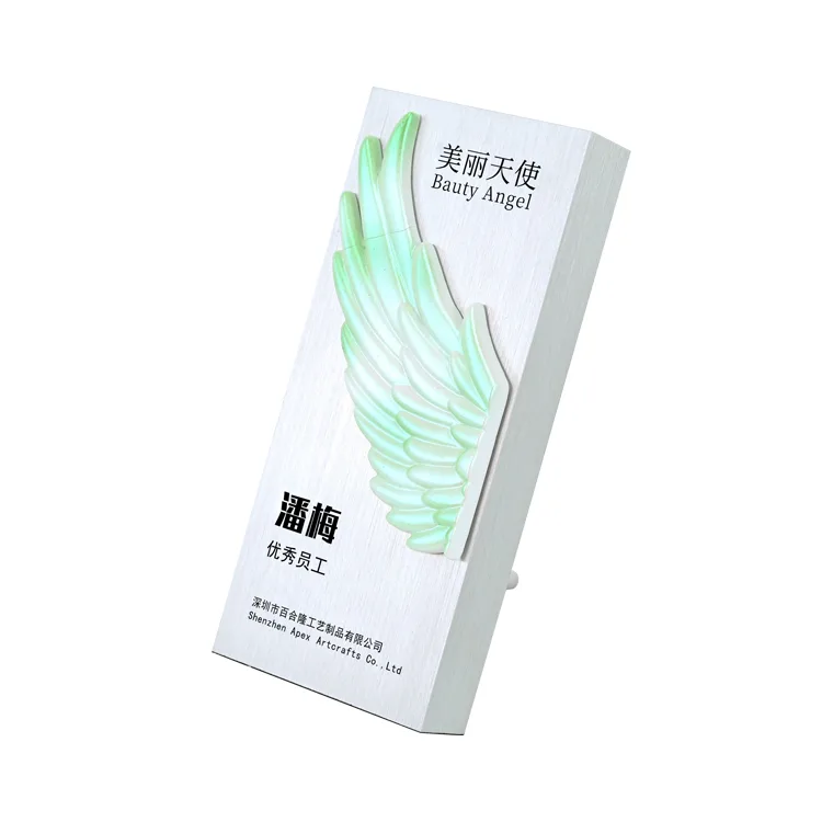 Rectangular Tabletop Acrylic Authorization Plate with Angel Wing