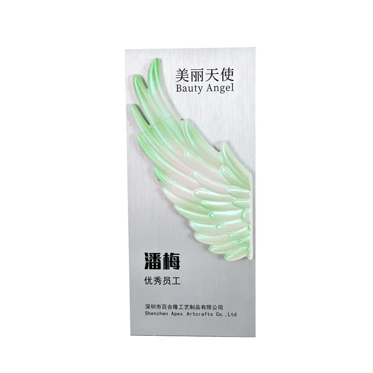 Rectangular Tabletop Acrylic Authorization Plate with Angel Wing