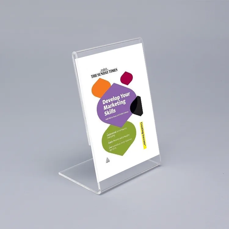 Oblique L-shaped A4 Acrylic Tabletop Poster Sign Holder
