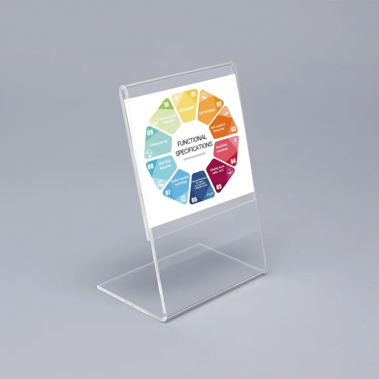 Oblique L-shaped A4 Acrylic Tabletop Poster Sign Holder