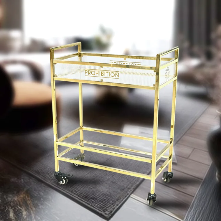 Custom Double-layer Metal Frame Acrylic Handcart