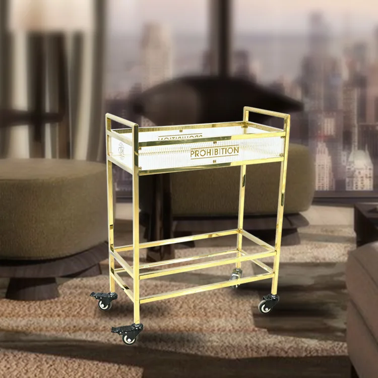 Custom Double-layer Metal Frame Acrylic Handcart