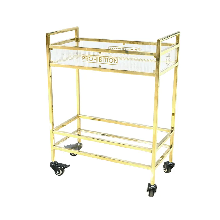 Custom Double-layer Metal Frame Acrylic Handcart