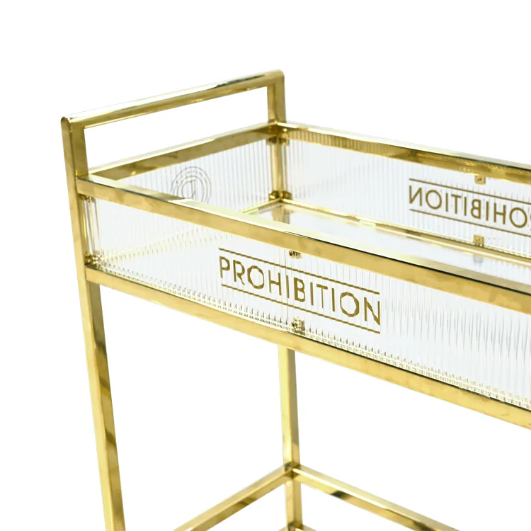 Custom Double-layer Metal Frame Acrylic Handcart