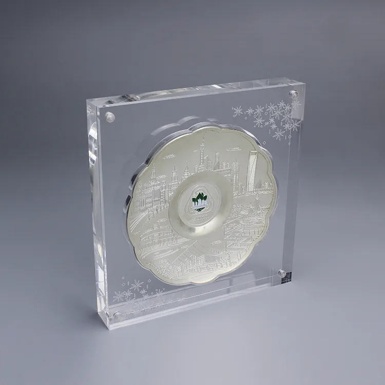 Custom Clear Coin Display Frame with Magnetic Acrylic Coin Medal Display Holder Protection Case