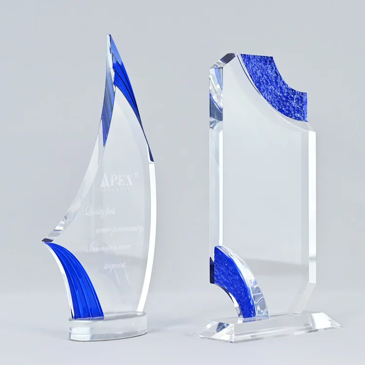 Blue Sailboat-Shaped Acrylic Trophy: Premium Award for Recognition