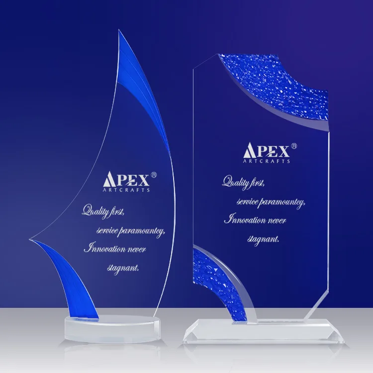 Blue Sailboat-Shaped Acrylic Trophy: Premium Award for Recognition