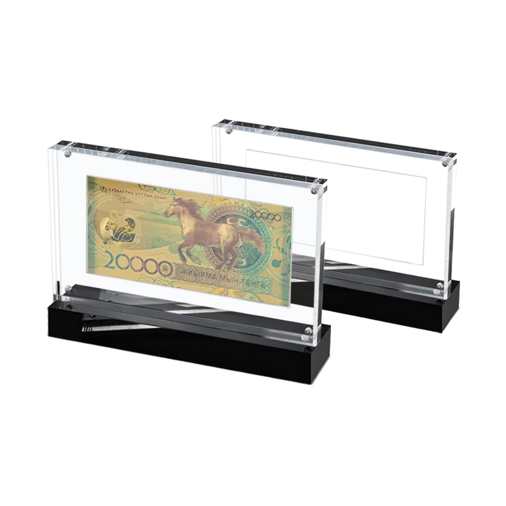 Custom Clear Acrylic Frame Display Stand with Magnet for Currency & Bank Notes